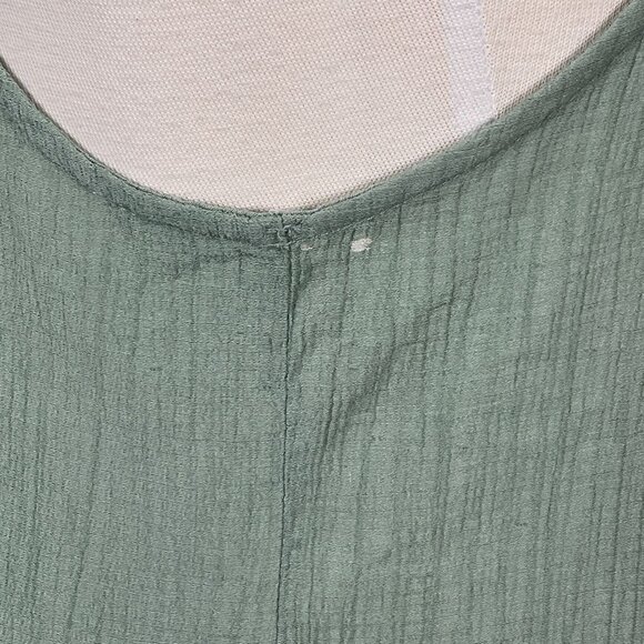 Blu Pepper Sleeveless Square Neck Gauzy Lt Green Cross Stitch Accent Top LG - Picture 5 of 9